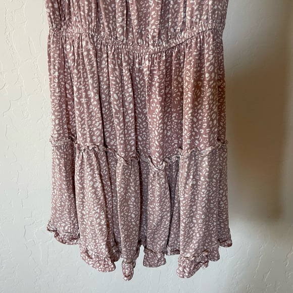 White Birch| Blush Pink Polka Dot Tiered Ruffle Mini Dress, Babydoll Style••• - Picture 5 of 12